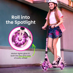 Aero Scooter for Kids 6-12 & Teens | Light Up Big Wheels & Shock Absorption | Boys Girls 2 Wheels Kick Scooter | Foldable & Height Adjustable, 176lbs Max