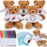 Blueweenly Make Your Own Stuffed Animal Kit Including 9.84 Inches Velvet Animal White T Shirt 12 Colors Pens and Thank You Card DIY Stuffed Plush Gift for Crafts (Brown,Bear)