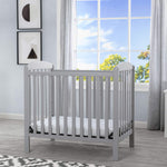 Delta Children Emery Mini Convertible Baby Crib with 2.75-inch Mattress, Grey
