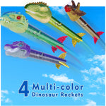 Dinosaur Toy Rocket Launcher for Kids - Launch Up to 100 Ft, 4 Rockets, Outdoor Outside Toys for Kids, Dinosaur Toys, Birthday Gifts for 3 4 5 6 7 8-12 Year Old Boys Girls