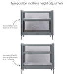 BreathableBaby Breathable Mesh 2-in-1 Mini Crib with Mattress — Gray — Two Adjustable Mattress Heights — Greenguard Gold Certified