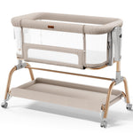 NeoBorn 3 in 1 Baby Bassinet, Bedside Bassinet for Baby, Rocking Bassinet with Breathable Full-Mesh, Mattress and Soft Sheet, Adjustable Height, Stable and Secure Crib for Newborns