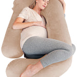 Cute Castle Pregnancy Pillows, Soft U-Shape Maternity Pillow with Removable Cover - Full Body Pillows for Adults Sleeping - Pregnancy Must Haves - Jumbo 57 Inch - Brown