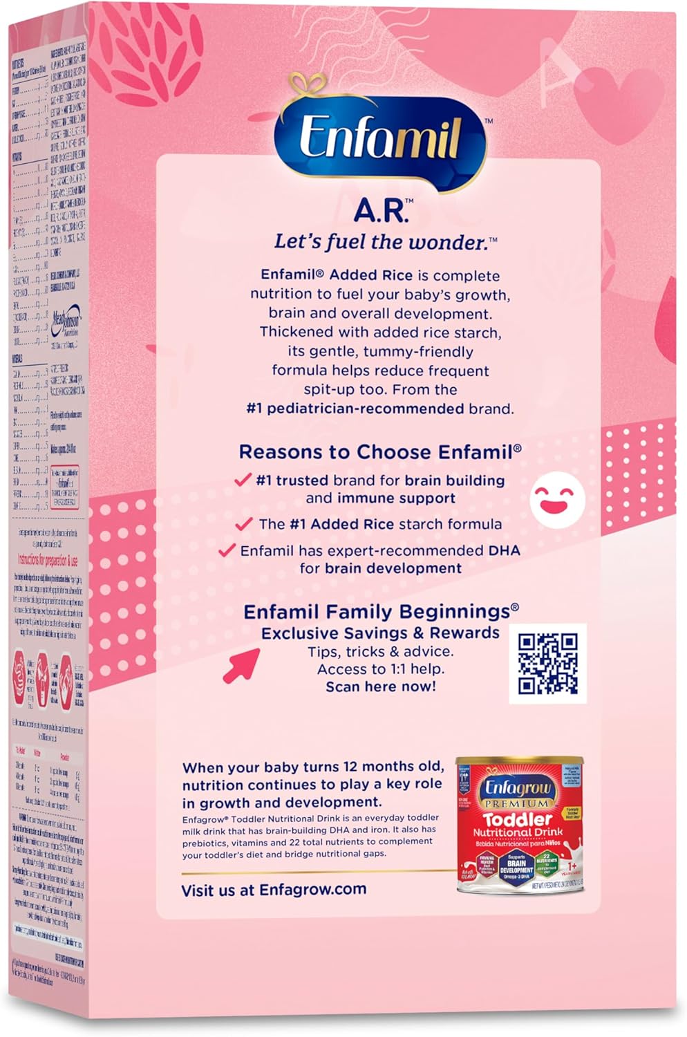 Enfamil A.R. Baby Formula, Added Rice Starch Formula to Reduce Reflux & Spit-Up, DHA for Brain Development, Probiotics to Support Digestive & Immune Health, Baby Milk, 30.4 Oz Box, 4 Count
