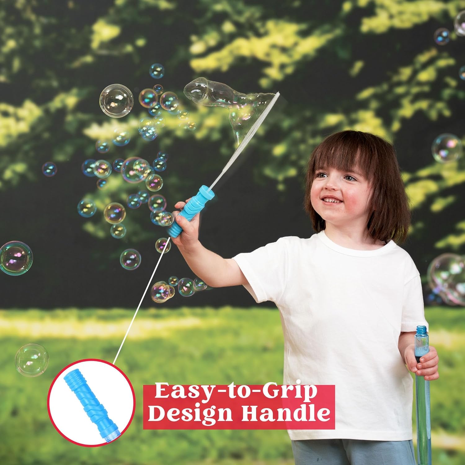 JOYIN 14.6’’ Big Bubble Wands for Kids, 6 PCS Bubble Wand with Refill Solution for Summer Toy Party Favor, Outdoors Toy Activity, Easter Basket Stuffers, Birthday Gift