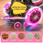 3 Wheel Scooters for Kids 2-5 5-7 Years, 3 Adjustable Heights Foldable Metal Toddler Scooter for Boys Girls Up to 120 lbs, Lean-to-Steer, Dual Rear Brake Widen Anti-Slip Deck (NEW Pink)