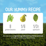 Happy Baby Organics Stage 2 Baby Food Pouches, Gluten Free, Vegan & Healthy Snack, Clearly Crafted Fruit & Veggie Puree, Green Beans, Pears & Spinach, 4 Ounces (Pack of 16)