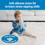Dr. Brown's Milestones Straw to 360 Convertible Toddler Training Cup Set, 10 oz/300 mL, Interchangeable Silicone Straw and 360 Lids, Blue Ocean, BPA-Free, 9m+, 1-Pack