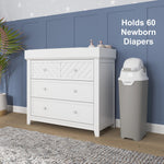 Foundations Tall Diaper Pail with Airtight Lid - Durable & Odorless Diaper Disposal, Large Capacity, Holds up to 60 Newborn Diapers, Refill with Any Bags, Baby Registry Gift - Gray (9612057)