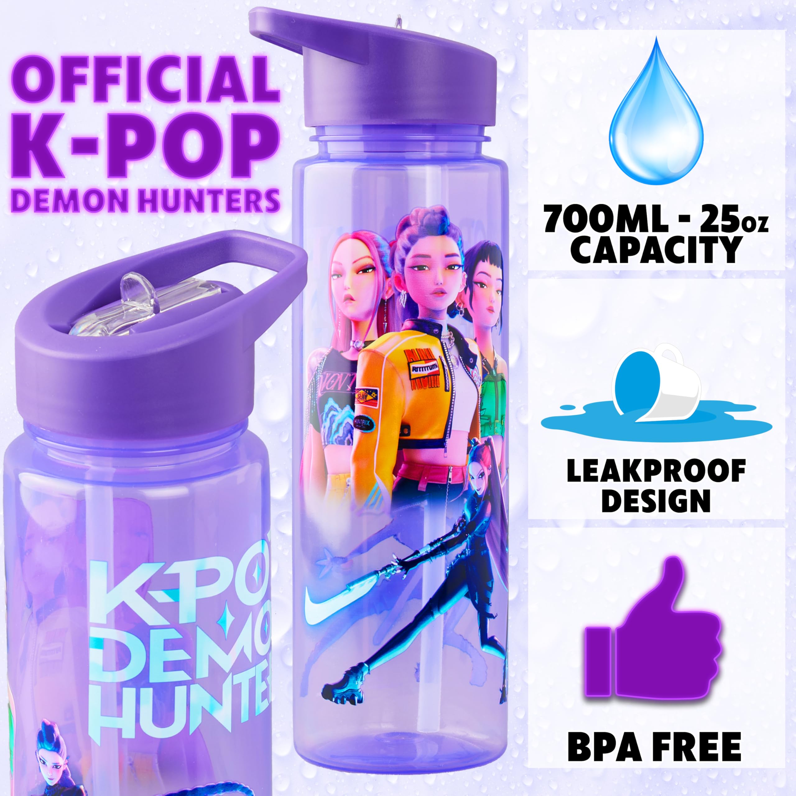 KPop Demon Hunters Officially Licensed Huntrix Water Bottle - New ...