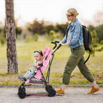 One-Handed Folding Lightweight Stroller, Large Storage Basket, Canopy, Cup Holder, Compact Umbrella Stroller Durable Frame, Travel Stroller for Airplane Ultra Overhead Friendly (Pink)