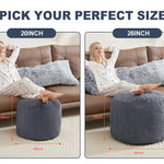 WSOFRLAC Pouf Ottoman Foot Stools Ottoman with Foam Small Corduroy Ottomans for Living Room Ottomans Pouf 20x15 Floor Poufs Foot Rest for Office Chair Dark Grey Foot Stool Small