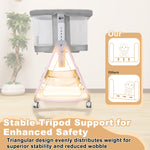 Baby Bassinet,3 in 1 Bedside Bassinet for Baby with Hanging Toys,Foldable Baby Bassinets Bedside Sleeper,4-Sided Mesh Bedside Crib with Wheels and Storage Basket,6 Height Adjustable (Light Grey)