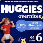 Huggies Size 3 Overnites Baby Diapers: Overnight Diapers, Size 3 (16-28 lbs), 132 Ct (2 Packs of 66), Packaging May Vary