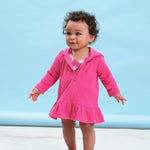 Gerber Baby Girls Toddler Zipper Hoodie Terry Swimsuit Cover Up, Pink, 18 Months