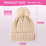 Baby Beanie Hats with 2-Pack,Warm Winter Hats for Boys and Girls,Infant Fleece Lined Toddler Baby Hats for 0-36 Month