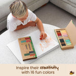Honeysticks Block Crayons (16 Pack), Non Toxic Crayons for Kids, Toddlers, Made from Pure Beeswax and Food-Grade Colors, Long Lasting for Drawing, Coloring, Preschool Art Supplies
