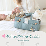 Lily Miles Baby Diaper Caddy Organizer, Quilted Nursery Storage Basket for Newborn Essentials and Diaper Changing Station, Gift for Baby Shower and Registry Must-Have (Willow Green)
