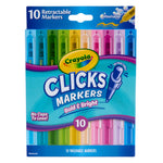 Crayola Clicks Retractable Markers Bold (10ct), Teacher Classroom School Supplies, Spring Crafts, No Dry Washable Markers for Kids