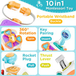 iPlay, iLearn 10 in 1 Baby Busy Board Cube, Montessori Sensory Toy Toddler 1-3, Infant Carseat Plane Travel, Kid Education Learning Activity, Easter Birthday Gift 6 9 12 18 Month 1 2 Year Old Boy Girl