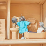 PlanToys® Wooden Grandmother Dollhouse Figure - Dark Skin Tone | Poseable 1:12 Scale Dollhouse People | Montessori Pretend Play Doll with Bendable Arms & Legs | Eco-Friendly Wooden Figurine for Kids