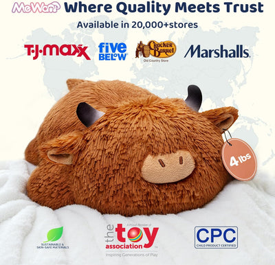 Mewaii 4 Lbs Weighted Stuffed Animals - Heavy Belly & Limbs, 23" Highland Cow Plush for a Realistic Hug, Super Soft Fluffy Plush Toy for Kids and Adults