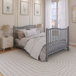 Dream On Me Chelsea 5-in-1 Convertible Full-Size Baby Crib in Steel Grey, GreenGuard Gold & BSA, Pinewood, 4 Mattress Heights, Converts to Toddler, Day & Full-Size Bed, Modern Classic Nursery