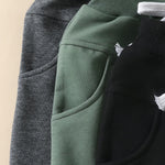 allshope Toddler Baby Boy Fall Pants 3 Pack Active Jogger Casual Athletic Trousers Solid Color Pocket Elastic Waist Harem Bottoms (Black Green Dark Gray, 18-24 Months)