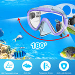 Snorkel Set, Zipoute Snorkel Dry Top Snorkeling Gear for Kids, Panoramic Anti-Leak and Anti-Fog Tempered Glass Lens, Kids Adjustable Snorkeling Set, Scuba Diving Swimming Training Snorkel Kit for Kids