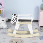 Qaba Wooden Rocking Horse Toddler Baby Ride-on Toys for Kids 1-3 Years with Classic Design & Wood Safety Bar, White