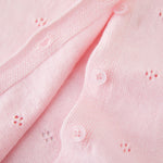 Miccina Baby Girls Cardigan Sweater Infant Toddler Knit Button Up Jacket Newborn Lace Trim Outfit Cotton Tops Pink