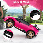 Costzon Licensed Pink Lamborghini Ride on Car, 24V 4WD 2-Seater Battery Powered Kids’ Electric Vehicles w/Remote Control, LED Lights & Music, Kids Car Toy for Boys & Girls Aged 3-8, Gift (Pink-S311)