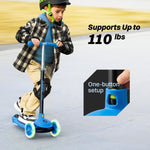 JOVA ZIFFY 3 Wheel Scooter for Kids 3-5, Toddler Kick Scooters with LED Light-Up Wheels for Boys and Girls, 5 Adjustable Height and Lean-to-Steer Design, Support up to 110 lbs, Blue