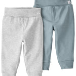 little planet by carter's unisex-baby 2-pack Pants made with Organic Cotton, Blue Creek/Grey, 6 Months