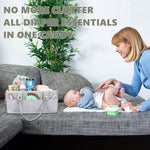 XUANGUO Baby Diaper Caddy Organizer with Handle - Gender Neutral Nursery Storage Bin Basket - Portable Tote Bag - Car Organizer - Newborn Essentials - Grey