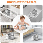 Baby Bath Seat for Babies 6 Months & Up - Toddler Bath Seats for Baby Sitting Up with 4 Suction Cups & Soft Cushion, Non-Slip Infants Shower Bathtub Chair for Newborn Boys Girls, Gray