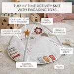Beautiful Baby Play Gym and Tummy Time Mat - Soft Cotton Mat with 4 Cute Toys & Cards Creates The Perfect Activity Area for Your Girl/Boy - Stylish Infant Floor Playmat for Any Playroom Decor