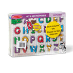 Melissa & Doug Wooden Peg Puzzle 6 Pack Numbers, Letters, Animals, Vehicles