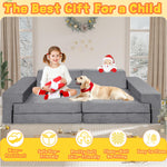 LFCREATOR Kids Play Couch, Modular Convertible Play Couch for Toddler and Baby Playroom/Bedroom, Gift for Kids, Grey