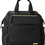 Skip Hop Diaper Bag Backpack: Mainframe Large Capacity Wide Open Structure with Changing Pad & Stroller Attachement, Black with Gold Trim