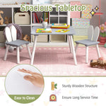 Costzon Kids Table and Chair Set, 3 Pieces Wooden Activity Table & 2 Rabbit Shaped Chairs with Solid Wood Legs, Space-Saving Design, Toddler Table and Chairs for Children Playroom Kindergarten (Gray)