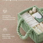 Blissful Diary Flannel Diaper Caddy Organizer, included Gift Packaging, Cozy Nursery Storage Basket, Gift for Baby Shower, Newborn Essentials, Sage Green