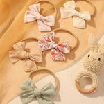 doboi 10PCS Baby Headbands Girls Hair Bows Nylon Linen Hairbands Handmade Hair Accessories for Newborn Infant Toddlers Little Girl and Kids