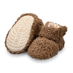 Fruit of the Loom Cozy Thermal Wrap Booties with Non-Slip Grips for Baby & Toddler Girls, Boys, Unisex - Walnut Sherpa (12-18 Months)