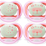 Philips AVENT Ultra Air Nighttime, 6-18 Months Pacifier, Pink, Pack of 4, SCF376/44