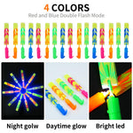 OceanWings LED Flying Set with Whistle, 25 Slingshot+25 Glow Helicopter, Flying Toy Outdoor Toy Glow in The Dark Party Supplies Party Favors Bulk for Kids 8-12,4-8 Outdoor Game Easter Basket Stuffer