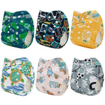 ALVABABY Baby Cloth Diaper 6 Pack with 12 Inserts One Size Cloth Diaper Covers Adjustable Washable Reusable for Baby Girls and Boys