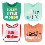 The Peanutshell Baby Boy or Girl Terry Bibs Set of 10-100% Cotton, Soft, Absorbent Baby Bibs, Unisex Toddler Boy or Girl Set, Newborn & Infant - Holiday