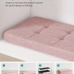 SONGMICS Mazie Collection - 30 Inches Folding Storage Ottoman Bench, Ottoman Foot Rest, End of Bed Bench, Storage Chest, Load 660 lb, for Living Room, Bedroom, Entryway, Jelly Pink ULSF047R11