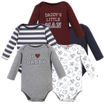 Hudson Baby Unisex Baby Cotton Long-Sleeve Bodysuits, Boy Daddy 5-Pack, 12-18 Months